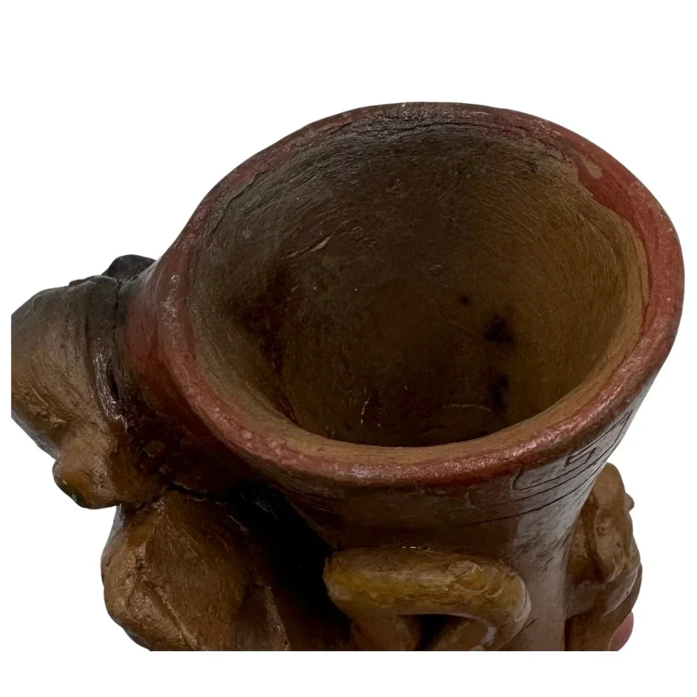 Vintage Mayan Aztec Clay Pottery Flute Tribal Folk Art Snake Collectibles Gift‎